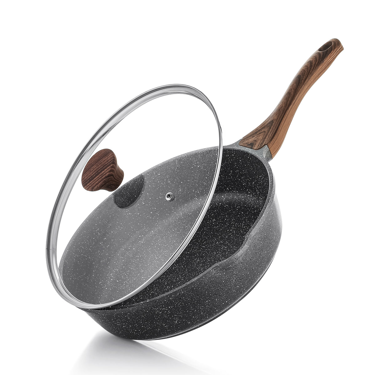 Generic ESLITE LIFE Deep Frying Pan with Lid Nonstick Saute Pan with  Granite Coating, 9.5 Inch (