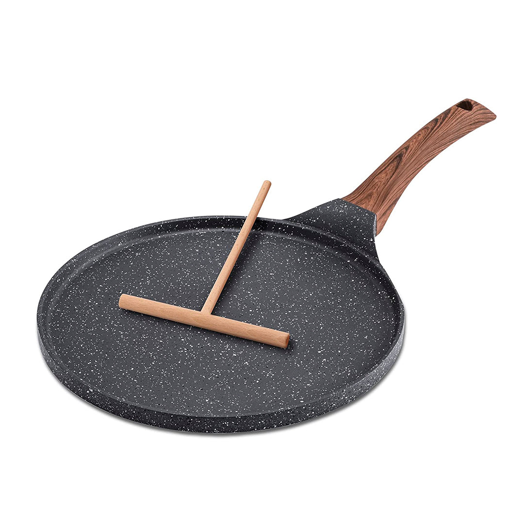 SENSARTE Nonstick Crepe Pan with Spreader, 10-Inch Natural Ceramic Coating  Dosa Pan Pancake Flat Skillet Tawa Griddle with Stay-Cool Handle, Induction